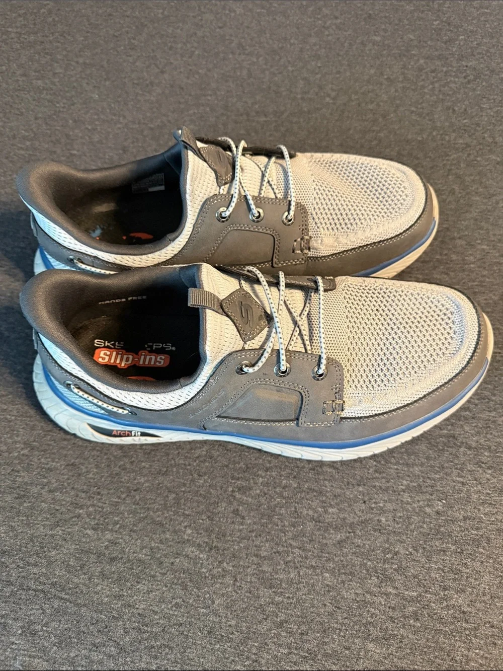 Skechers Men’s Gray and Light Gray Mesh Slip-On Loafers